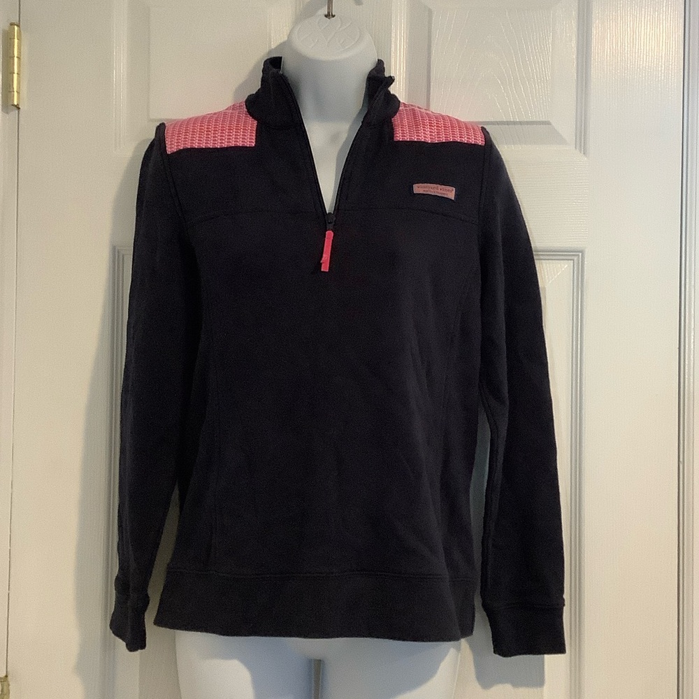 VINEYARD VINES Women’s 100% Cotton Navy/Pink 1/4 Zip Preppy Golf Pullover XS